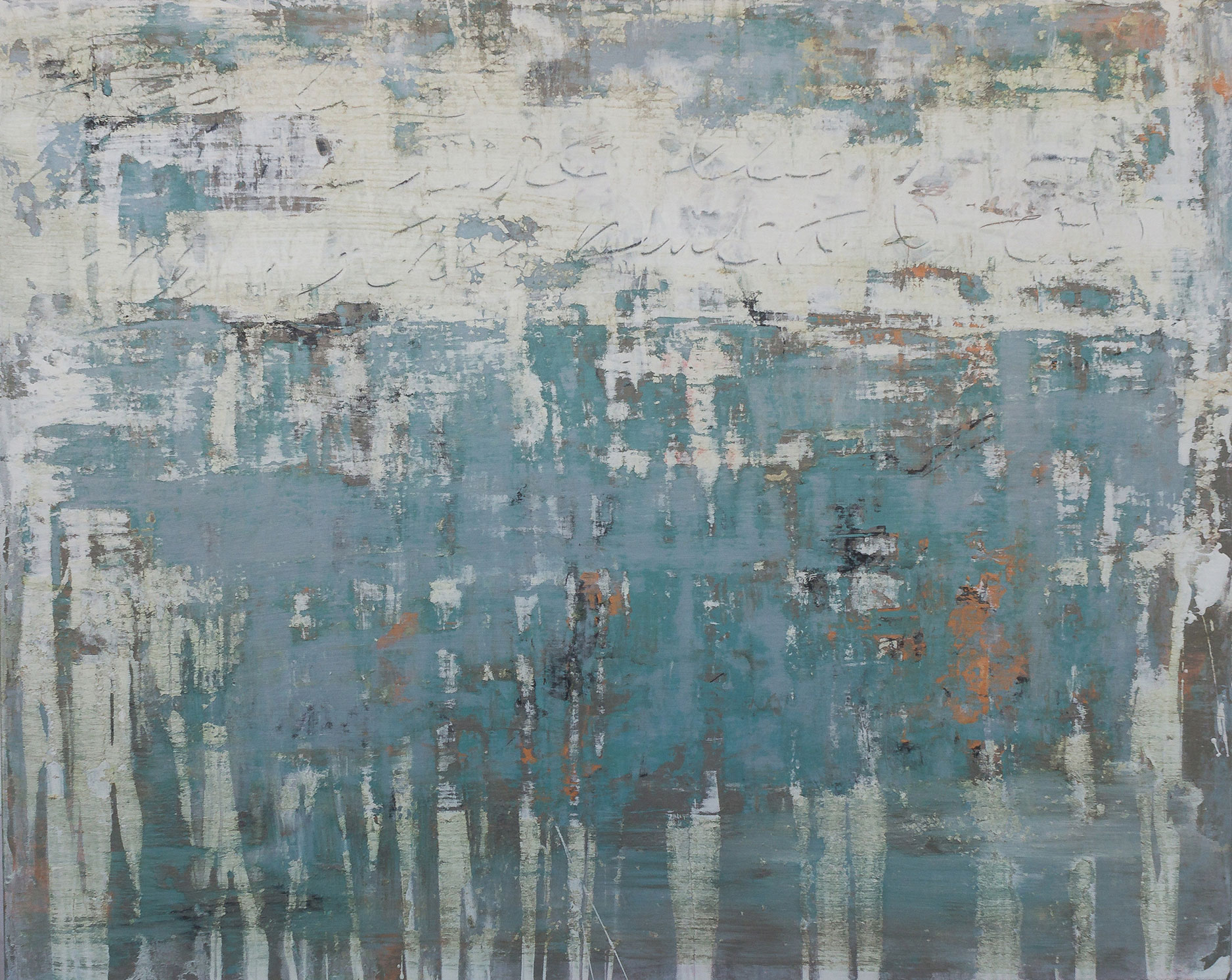 Lisa DiClerico, Displacement, 2015. Painting of New York City details.